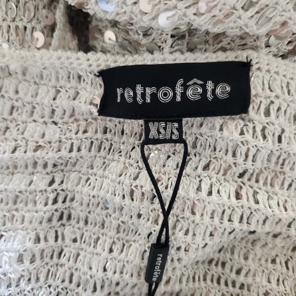 Retrofete Marie Sequin Crochet Dress in Silver and White Size XS/S NWT Maxi - Picture 11 of 15